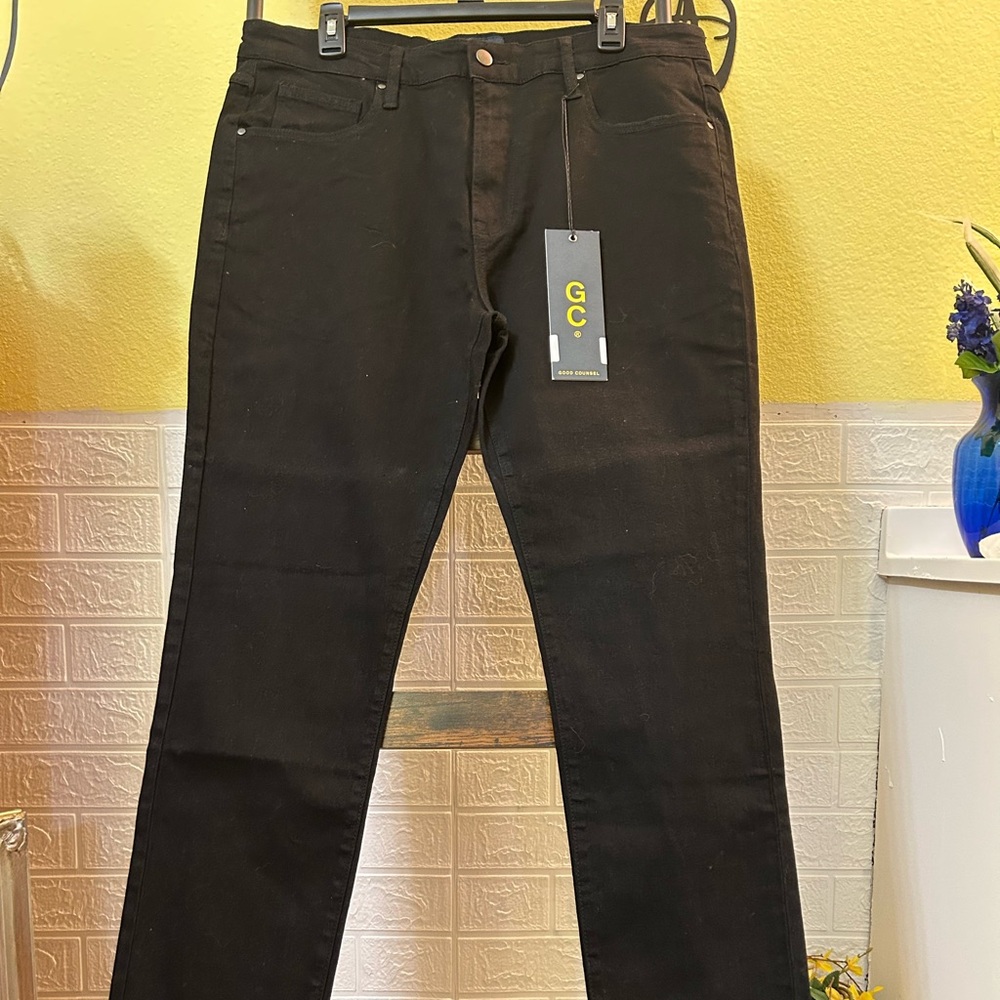 GG Collection Men's Classic Black Straight Jeans